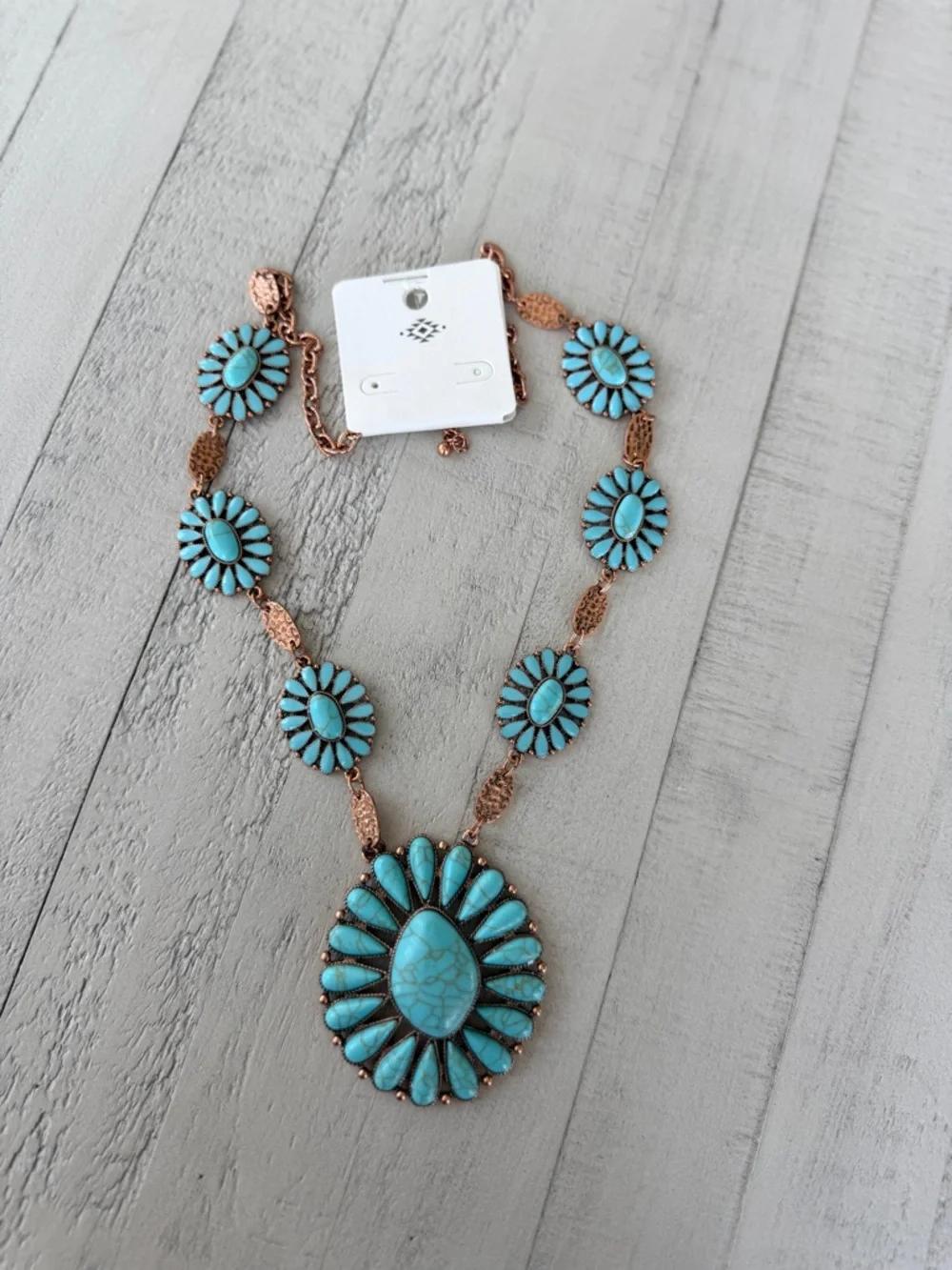 Western Fashion Turquoise Statement Sunburst Necklace - Women Jewelry